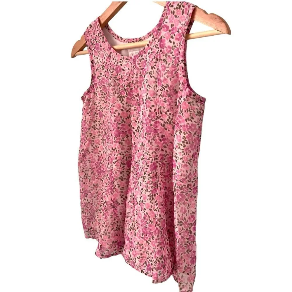 Vintage The Children's Place Floral Pink Sleeveless Top in Size Large (10/12)